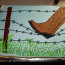 Barbed Wire and Cowboy Boot Birthday Cake