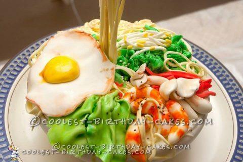 Gravity Defying Thai Noodle Bowl Cake