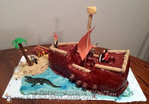 Coolest 4th Birthday Pirate Ship Cake
