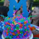 Cool Luau Themed Cupcake Tower and Cake