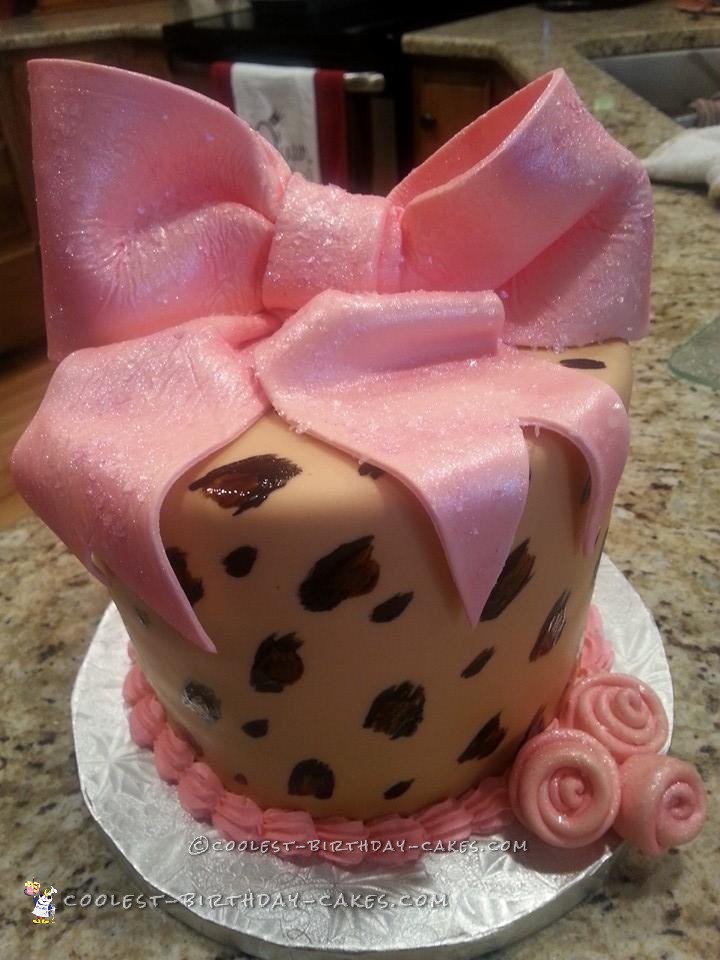 Pink and Brown Leopard Print Cake