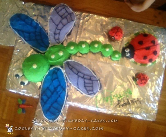 Ladybug and Dragonfly Cake