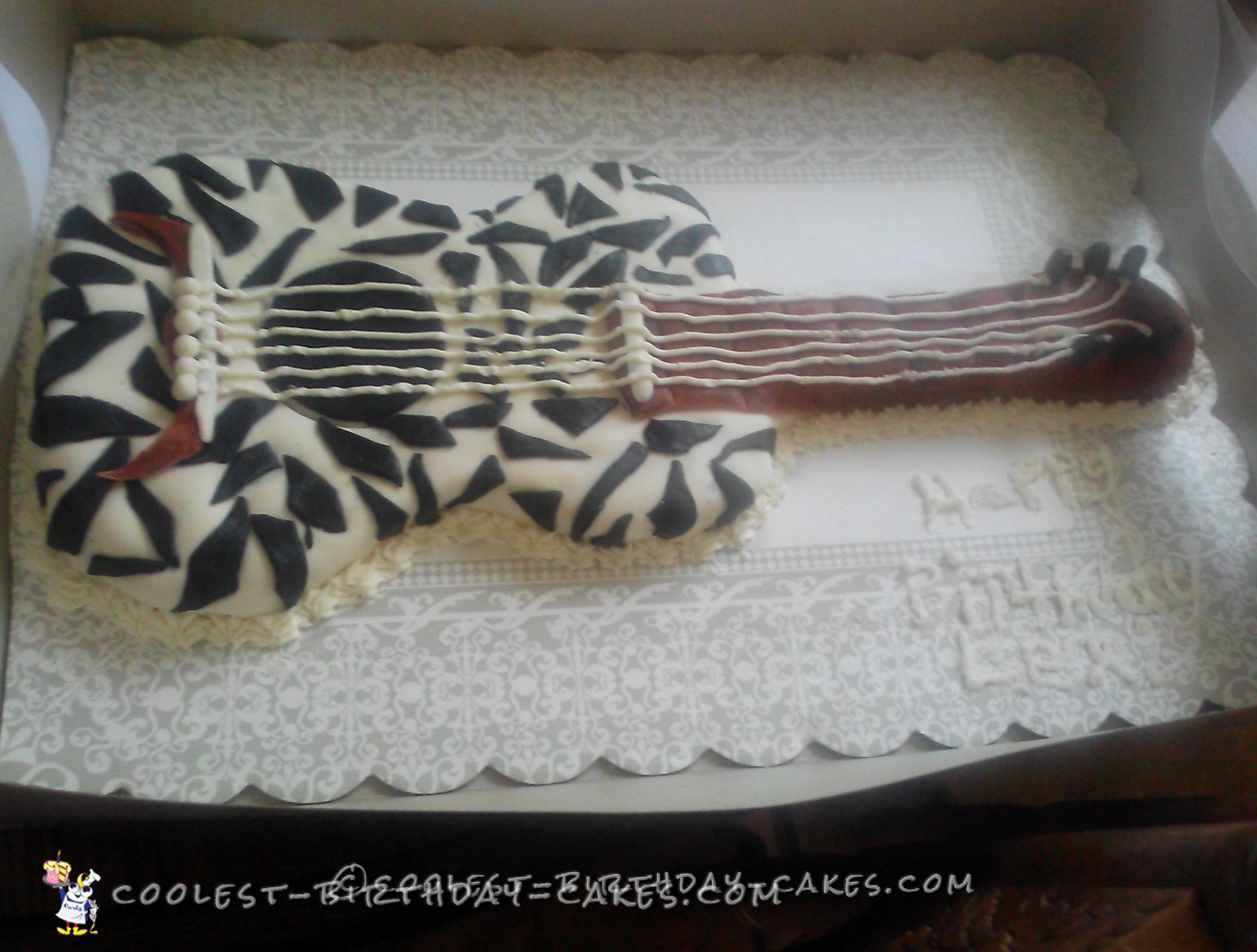 Zebra Print Guitar Birthday Cake