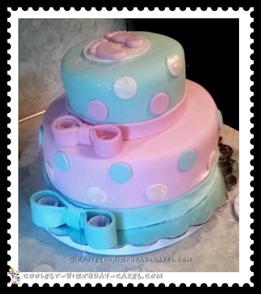 Coolest Aqua and Pink Girl Baby Shower Cake