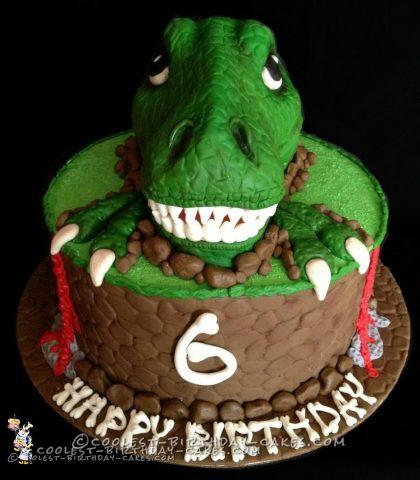 Awesome T-Rex Dinosaur Birthday Cake