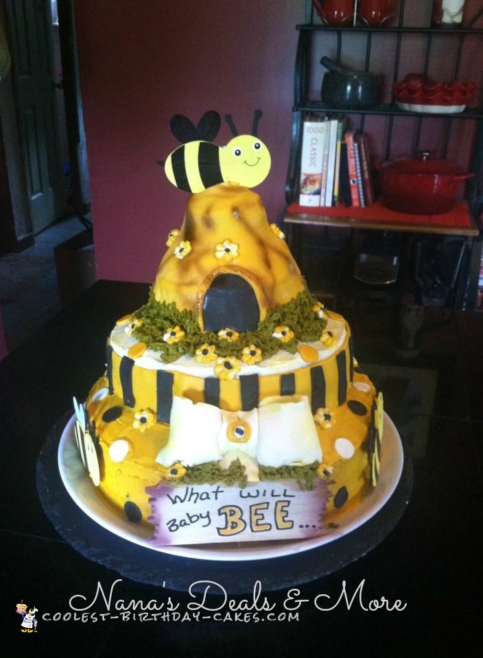 Bee Theme Gender Reveal Cake