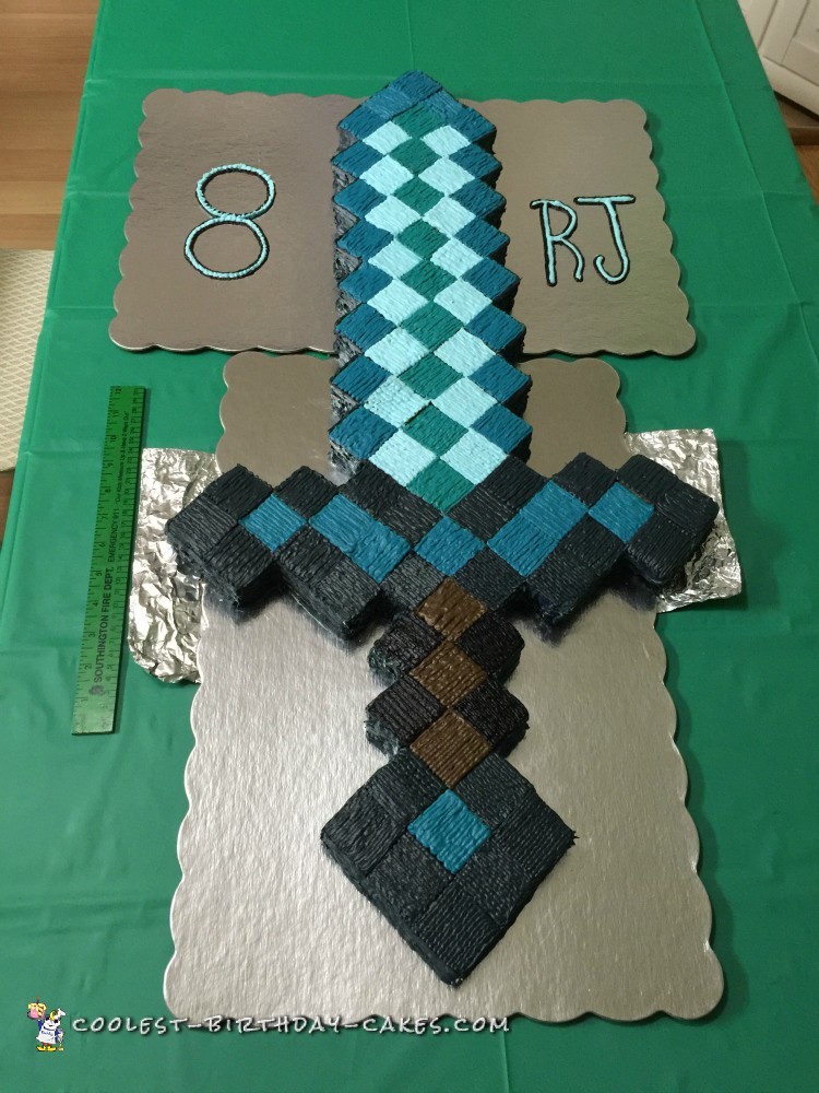 Awesome Minecraft Diamond Sword Birthday Cake