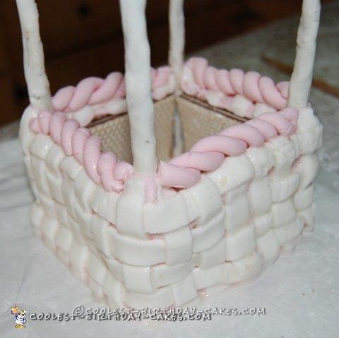 Weave wrapped around the 4 sides of the structure forming the basket