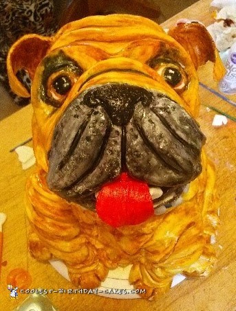 Realistic 3D Sculpted Bulldog Cake