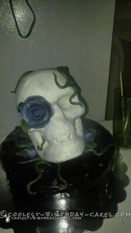 Fun Halloween Sweet Sixteen Skull Cake