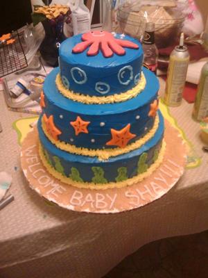under water baby shower cake