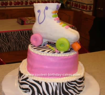 Homemade 13th Birthday Roller Skate Cake