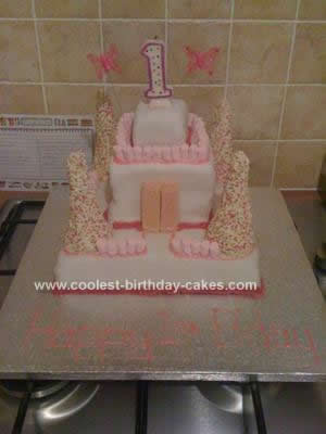 Homemade 1st Birthday Castle Cake