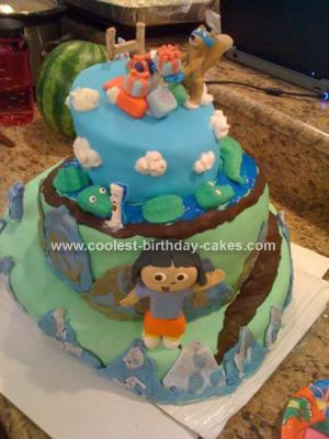 Homemade 1st Birthday Dora Cake