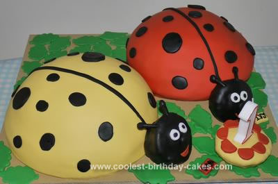Homemade 1st Ladybug Birthday Cake for Twins