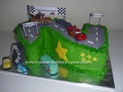 Homemade 2nd Birthday Race Track Cake