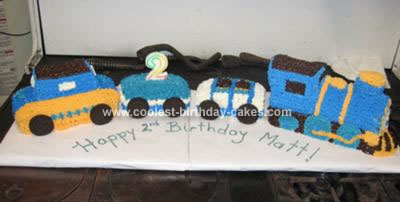 Homemade 2nd Birthday Train Cake