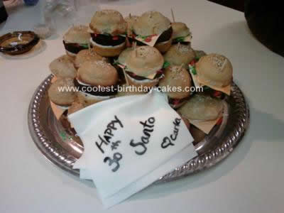 Homemade 30th Birthday Mini Hamburger Sliders Cakes