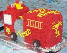 Homemade 3D Fire Truck Cake