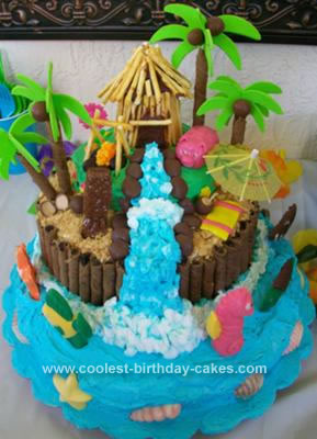 Homemade 3D Luau Birthday Cake