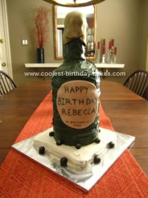 Homemade 3D Wine Bottle Birthday Cake
