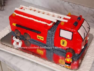 Homemade 3rd Birthday Fire Truck Cake