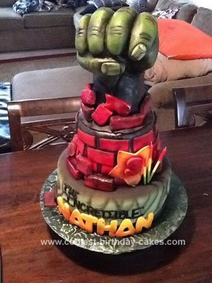 Homemade 3rd Birthday Hulk Cake