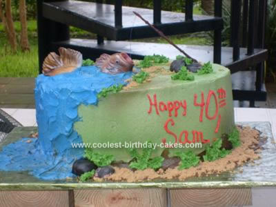 Homemade 40th Birthday Fishing Cake