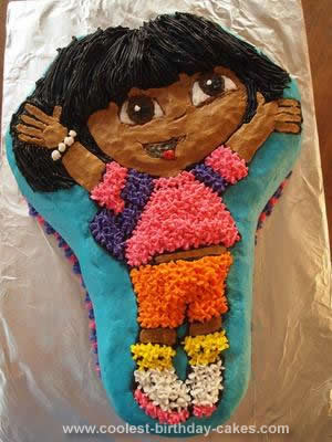 Homemade 4th Birthday Dora Cake