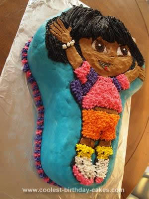 Homemade 4th Birthday Dora Cake