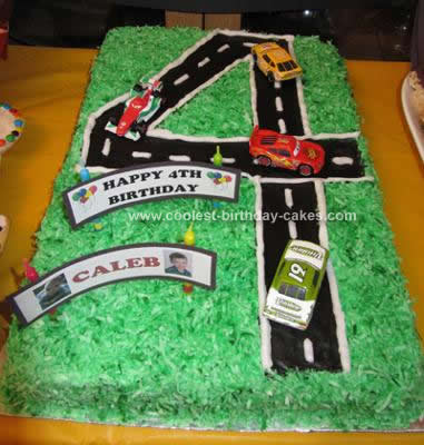 Homemade 4th Birthday Racetrack Cake