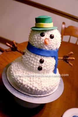 Homemade 6th Birthday Snowman Cake