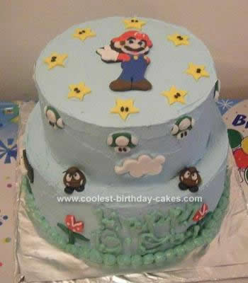 Homemade 8th Birthday Mario Cake