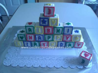 Homemade ABC Block Birthday Cake