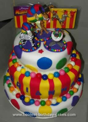 Homemade Afro Circus Polka Dot Birthday Cake