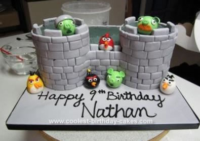 Homemade Angry Birds Castle Cake