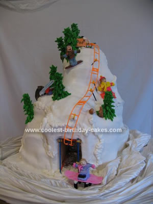 Homemade Animated Ski Slope Birthday Cake
