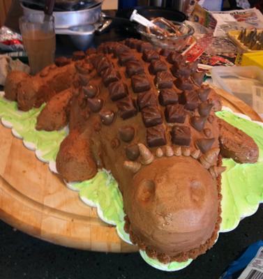 Homemade Ankyosaurus Dinosaur Cake