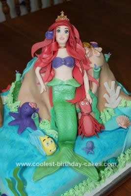 Homemade Ariel Little Mermaid Cake