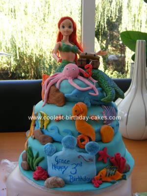 Homemade Ariel The Little Mermaid Birthday Cake