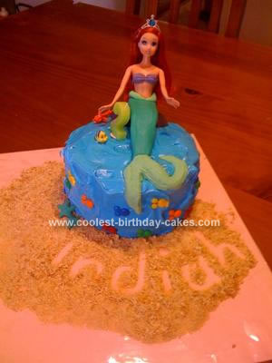 Homemade Ariel the Mermaid Birthday Cake