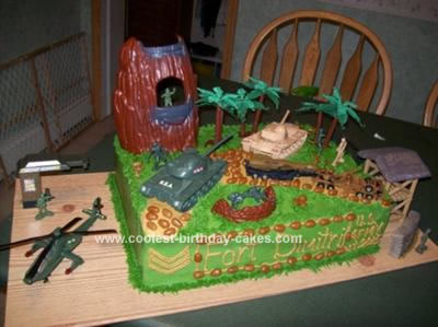 Homemade Army Scene Birthday Cake