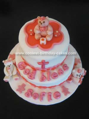 Homemade Baby Bears Christening Cake