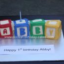 Homemade Baby Blocks Birthday Cake