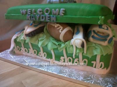 Homemade  Baby Boy Football Themed Cake