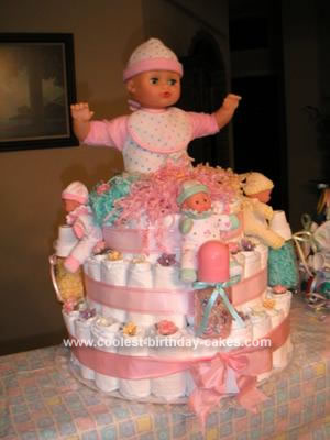 Homemade Baby Doll Diaper Cake