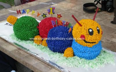 Homemade Baby Einstein Caterpillar Birthday Cake