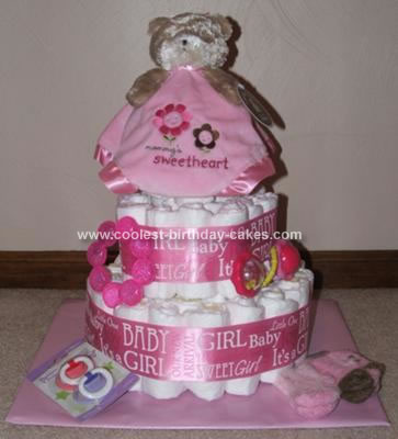 Homemade Baby Girl Diaper Cake