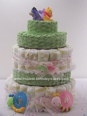 Homemade Baby Shower Diaper and Edible Cake for Twins