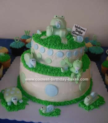 Homemade Baby Shower Frog Cake